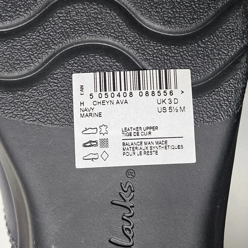 Clarks Collection Navy‎ Blue Leather Lace Up Oxford Shoes Women Size 5.5 US